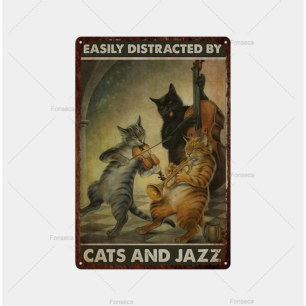 Вывеска с изображением кошек, расписная металлическая вывеска для комнаты, декорированный бар, настенный постер, жестяная банка, винтажное ощущение ржавчины, напиток, железная тарелка, украшение для отеля с пивом