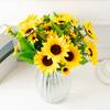 1 пучок искусственных цветов, реалистичный букет искусственных цветов, свадебный букет, 24 подсолнуха, домашний декор, шелковый подсолнух
