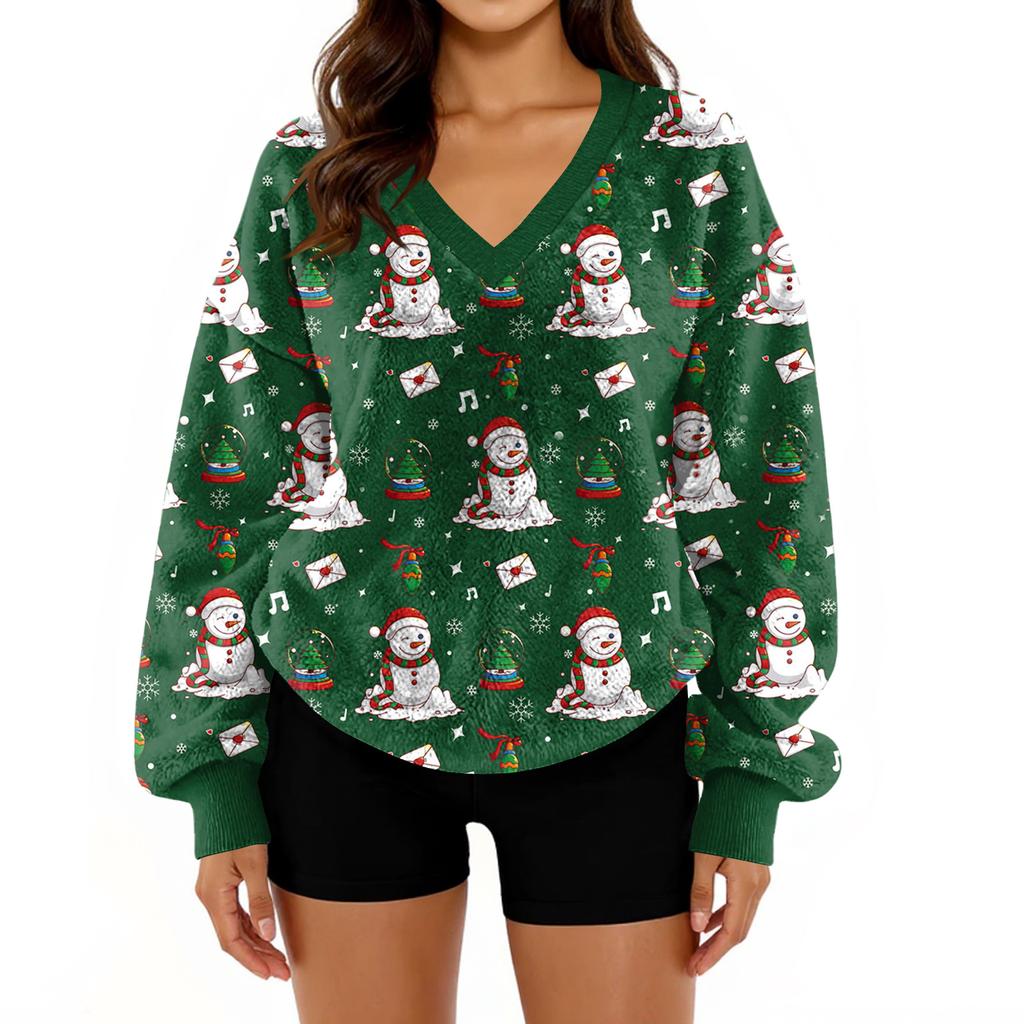 Женский свитшот с V-образным вырезом, плюшевый, однотонный, повседневный, модный, с длинным рукавом, с карманами, пуловер