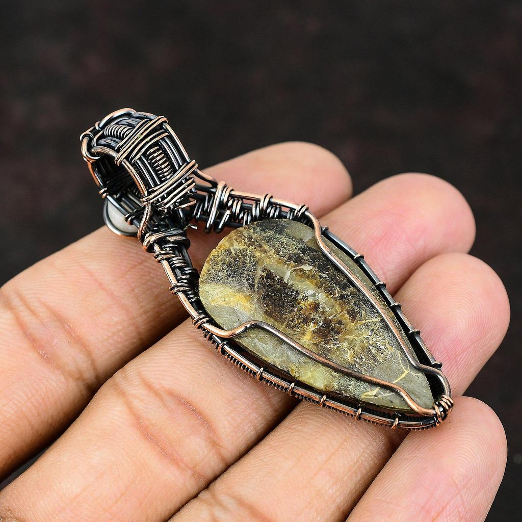 Септрианский медный кулон, медная проволока, обернутые ювелирные изделия, кулон с драгоценным камнем, Радуга, лунный камень, ювелирные изделия, подарок для матери, септические украшения для женщин