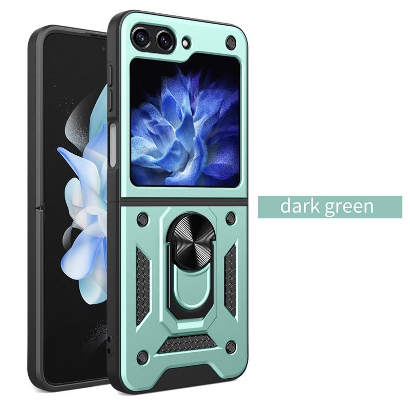 Ударопрочный чехол Armor для Samsung Galaxy Z Flip 6 5 4 3 5G с кольцом-магнитным держателем Business Full Protection Cover