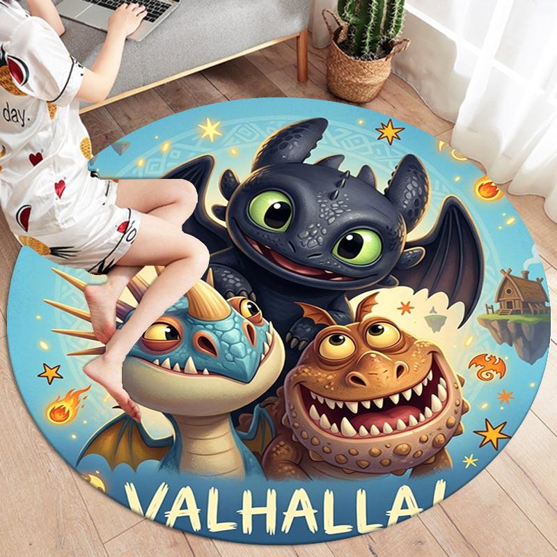 How Train Dragon Round Area Rug Carpet Rug For Living Room Bedroom Sofa Playroom Decor Nonslip Floor Mat