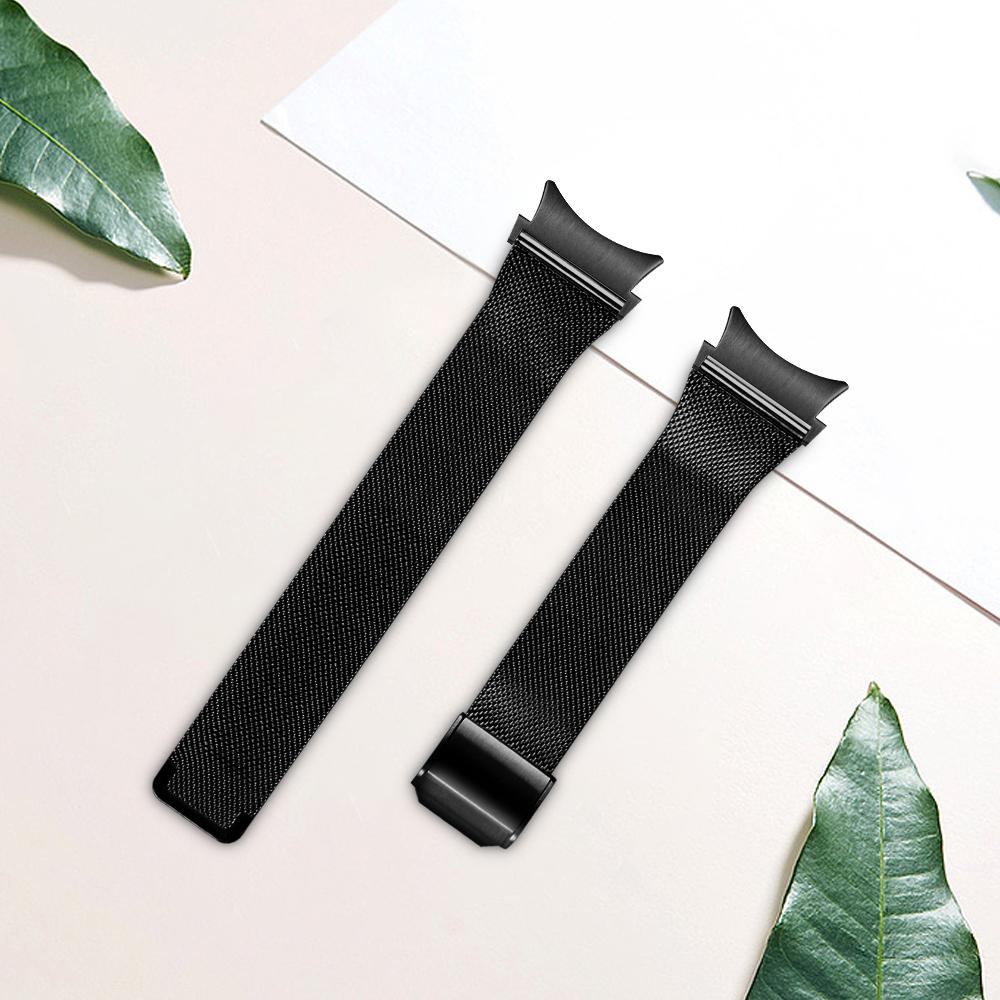 Миланский браслет для Samsung Galaxy Watch4 40мм 42мм/Watch4 Active 40мм 42мм/Watch4 Classic 42мм 46мм, черный сетчатый ремешок из нержавеющей стали