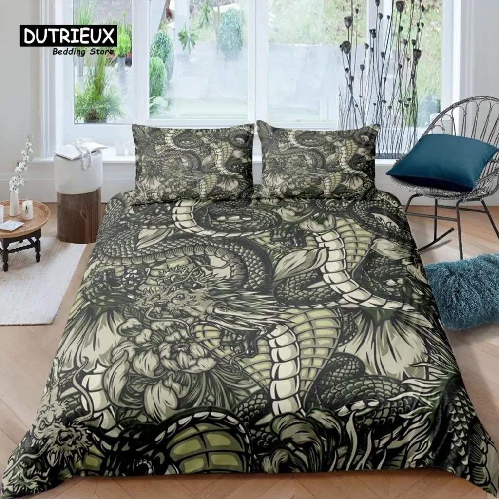 Главная Жизнь Роскошь 3D Дракон Постельное белье Пододеяльник Наволочка Детский Постельное белье Queen и King Размер EUUSAUUK