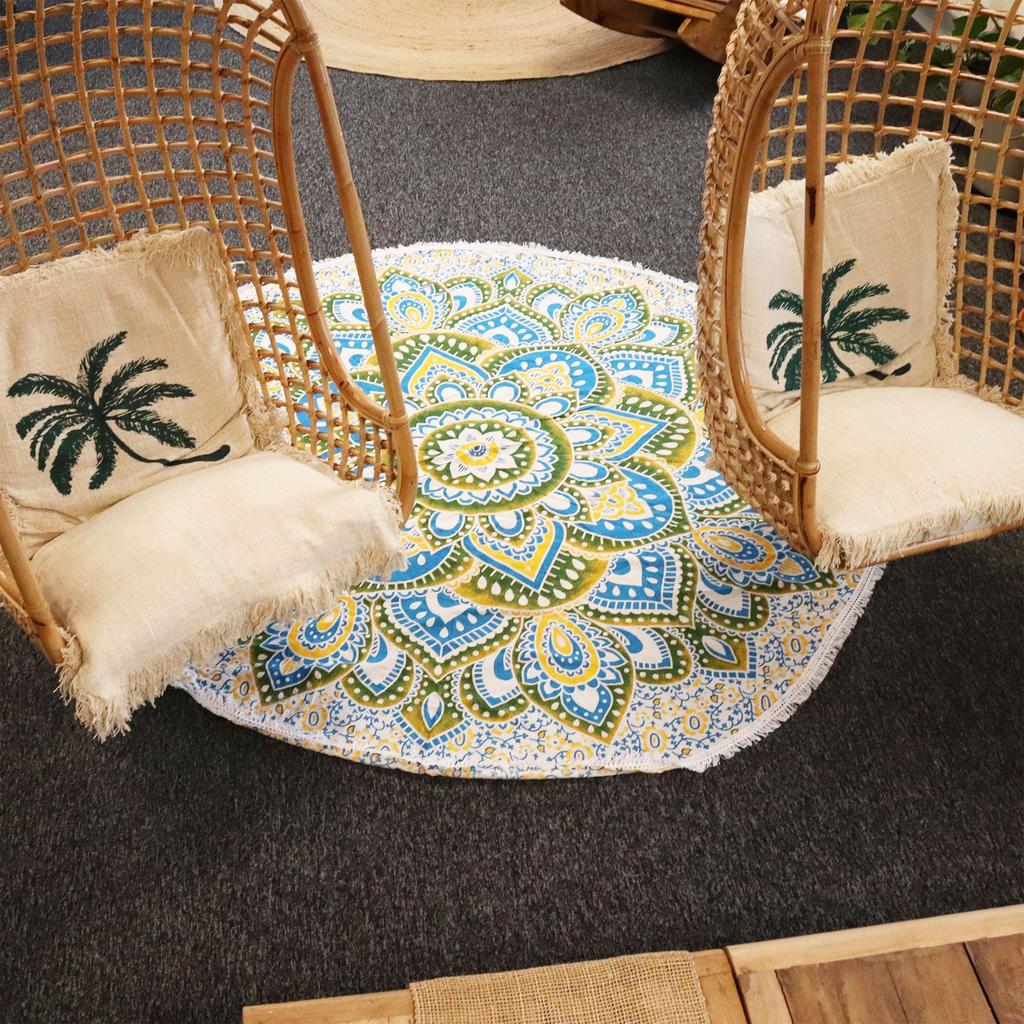 Large Mandala Roundy Art (180cm) – Yellow & Blue