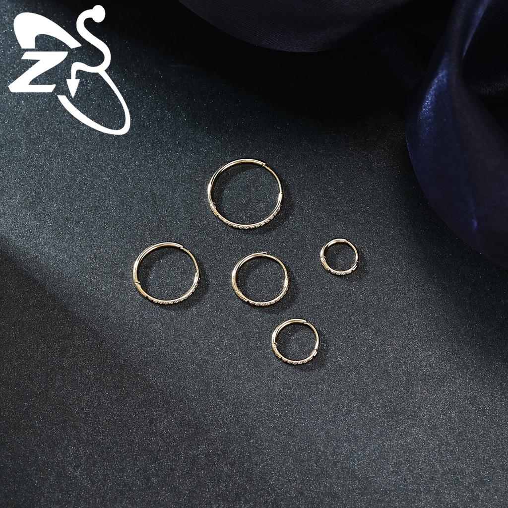 ZS 1 шт. 20G Серьга-кольцо из нержавеющей стали 6/8/10/12 мм Круглые серьги-гвоздики Кристалл CZ Пирсинг носа Хеликс Хрящ Циркон