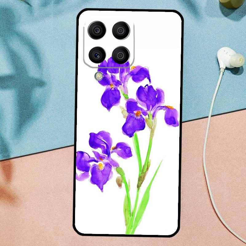 Iris Purple Flower Watercolor For Samsung Galaxy M33 M35 M55 M15 M12 M13 M14 M34 M54 M53 M21 M31 M11 M32 M52 M06 M16 Case