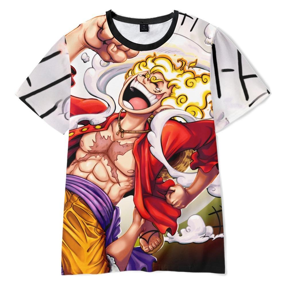 Смешная мультяшная футболка ONE PIECE Крутая мужская футболка с круглым вырезом Повседневная Унисекс Уличная мода Аниме Модная футболка