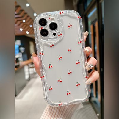 Милый вишневый узор TPU противоударный чехол для телефона защита линз подходит для iPhone 16 15/15 Plus/15 Pro/15 Pro Max/14/14 Plus/14 Pro/14 Pro Max