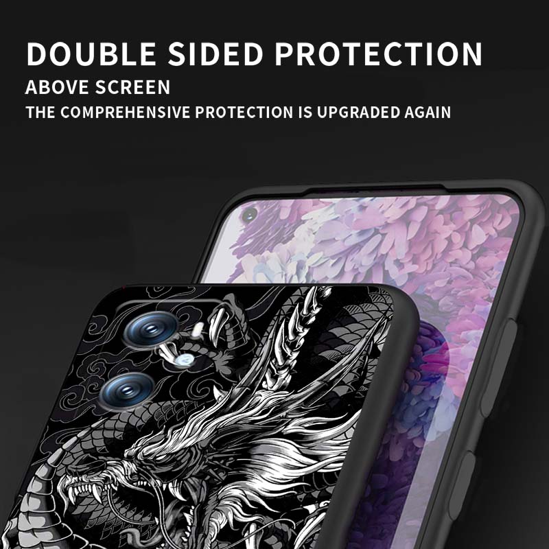 Дизайн с драконом для OPPO Reno 5 6 7 A96 A40 A58 Realme GT A74 A78 Neo2 A74 A78 Find X5 X3 X7 X8 Черный Чехол для Телефона