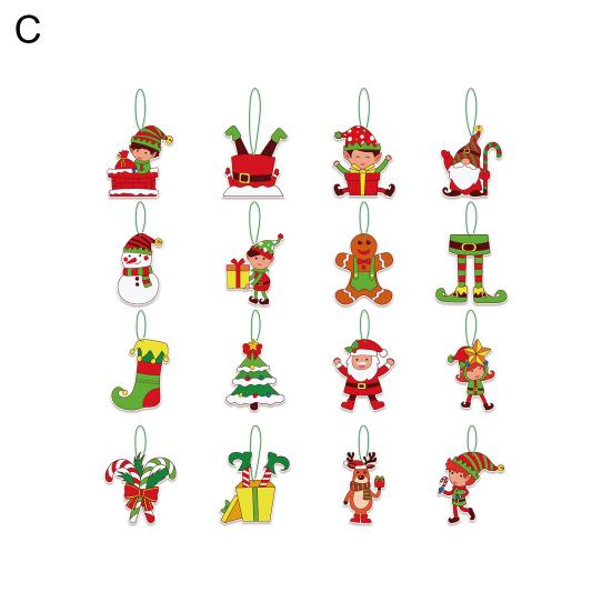 16Pcs Christmas Tree Hangers Xmas Style Easy To Hang Create Atmosphere Festive Santa Claus Decorations Pendant