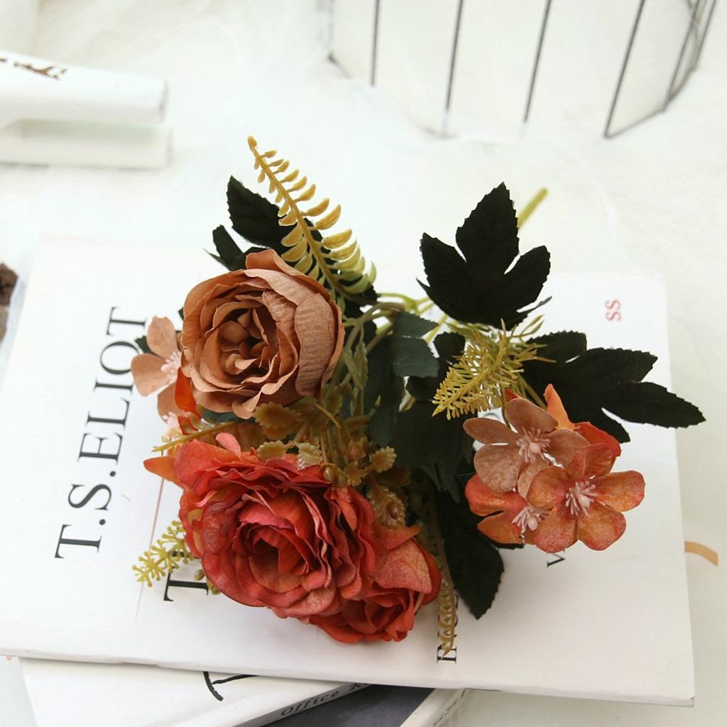 Искусственный шелковый ручной букет Смешанные искусственные цветы Пион Роза Гортензия Декор