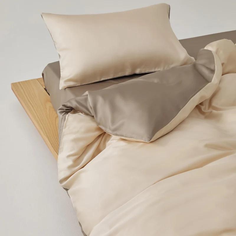 Простой комплект постельного белья из 100% лиоцелла с простынями, однотонный, мягкий, приятный для кожи, для кровати размера Queen, King, пододеяльник из натурального растительного волокна