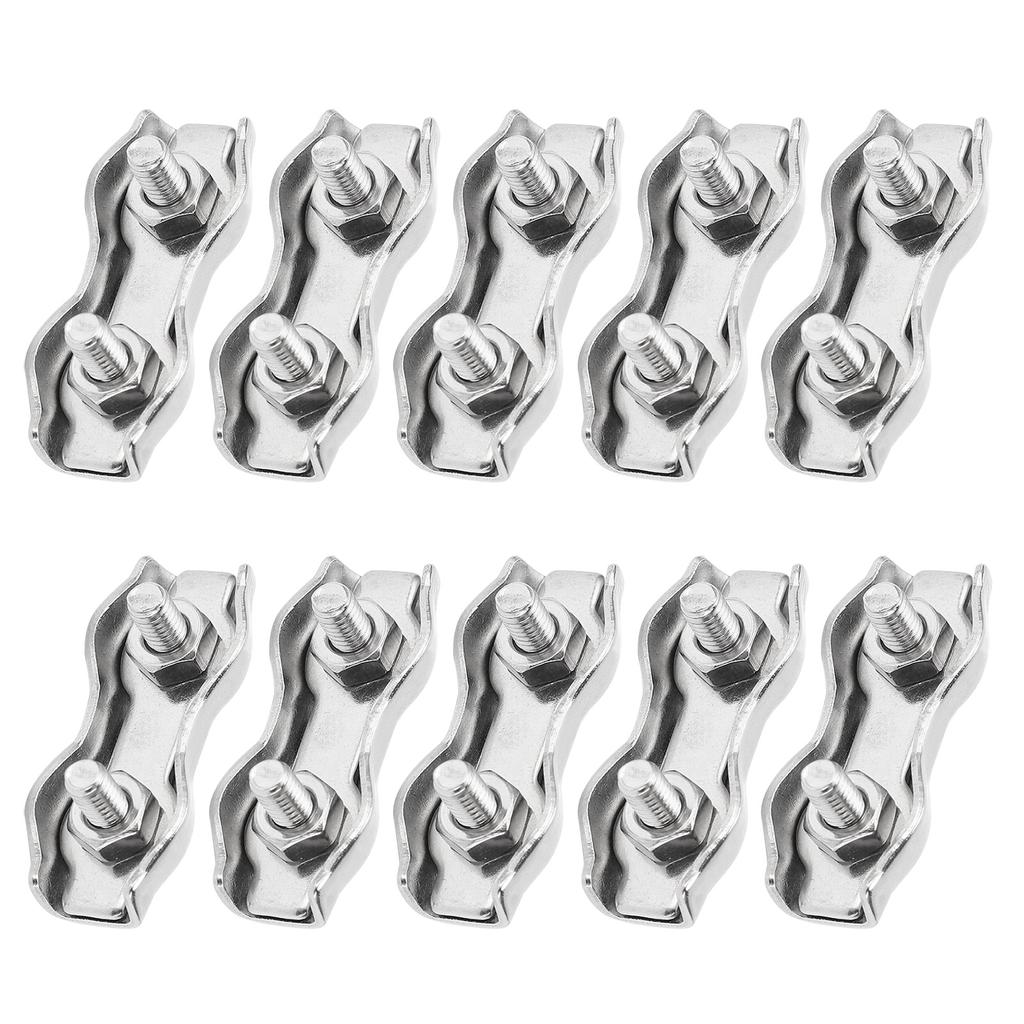 10Pcs Steel Wire Rope Chuck Lock 304 Stainless M3 Double Clip Clamp for Industrial Mechanism