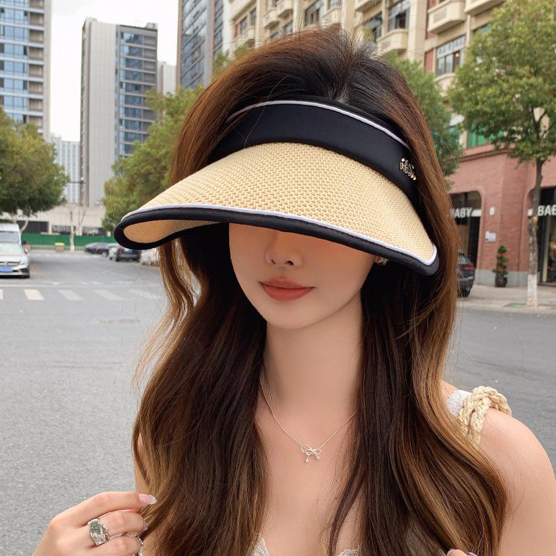 Новая летняя пустая верхняя шляпа от солнца с защитой от УФ-излучения для женщин, повседневная соломенная шляпа с широкими полями для пляжа и путешествий, женская шляпа от солнца