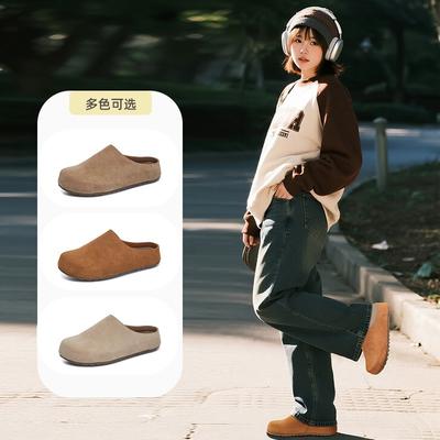 Новая кожаная повседневная обувь одинарки женская осенняя ретро ленивая на одном педале на плоской подошве женская обувь универсальная обувь женская