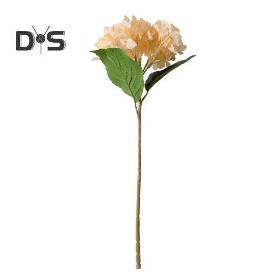 Artificial Hydrangea with Green Leaves Stem Realistic Fake Flower Wedding Home Office Table Centerpiece Faux Floral Branch Flower Arrangement