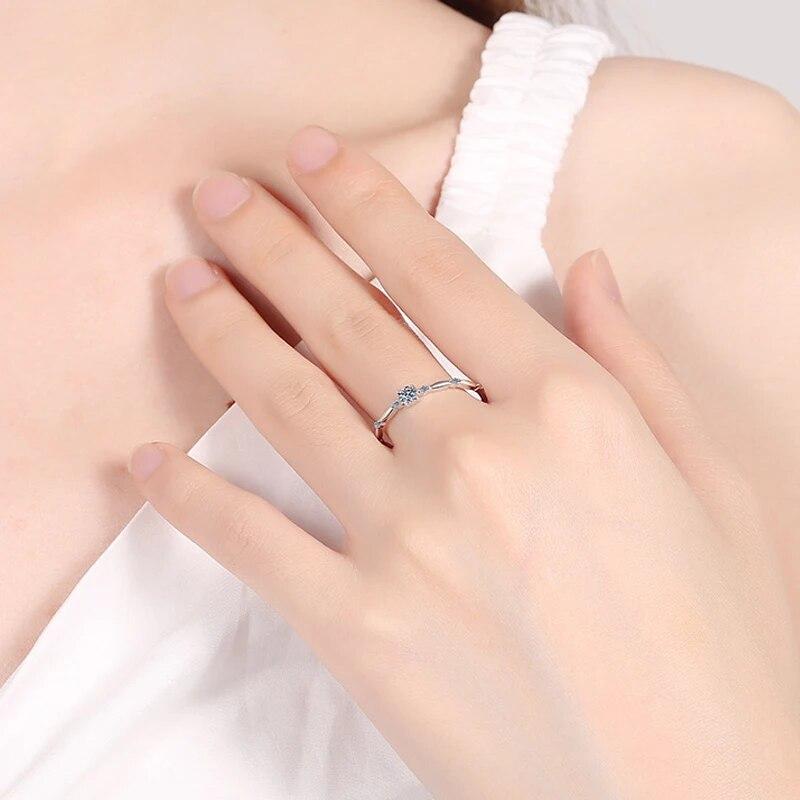 Кольцо с муассанитом 0,1 карата, 3 мм, цвет D, для женщин, штабелируемое лабораторное кольцо с бриллиантами, роскошные ювелирные изделия, оригинальное серебро S925, GRA