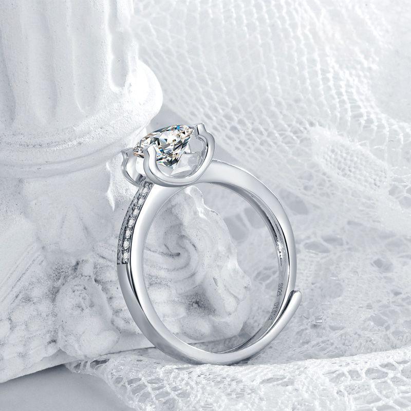 Moissanite Bullhead Carat Female Ring S925 Sterling Silver Affordable Luxury Fashion Design Opening Ring Ornament