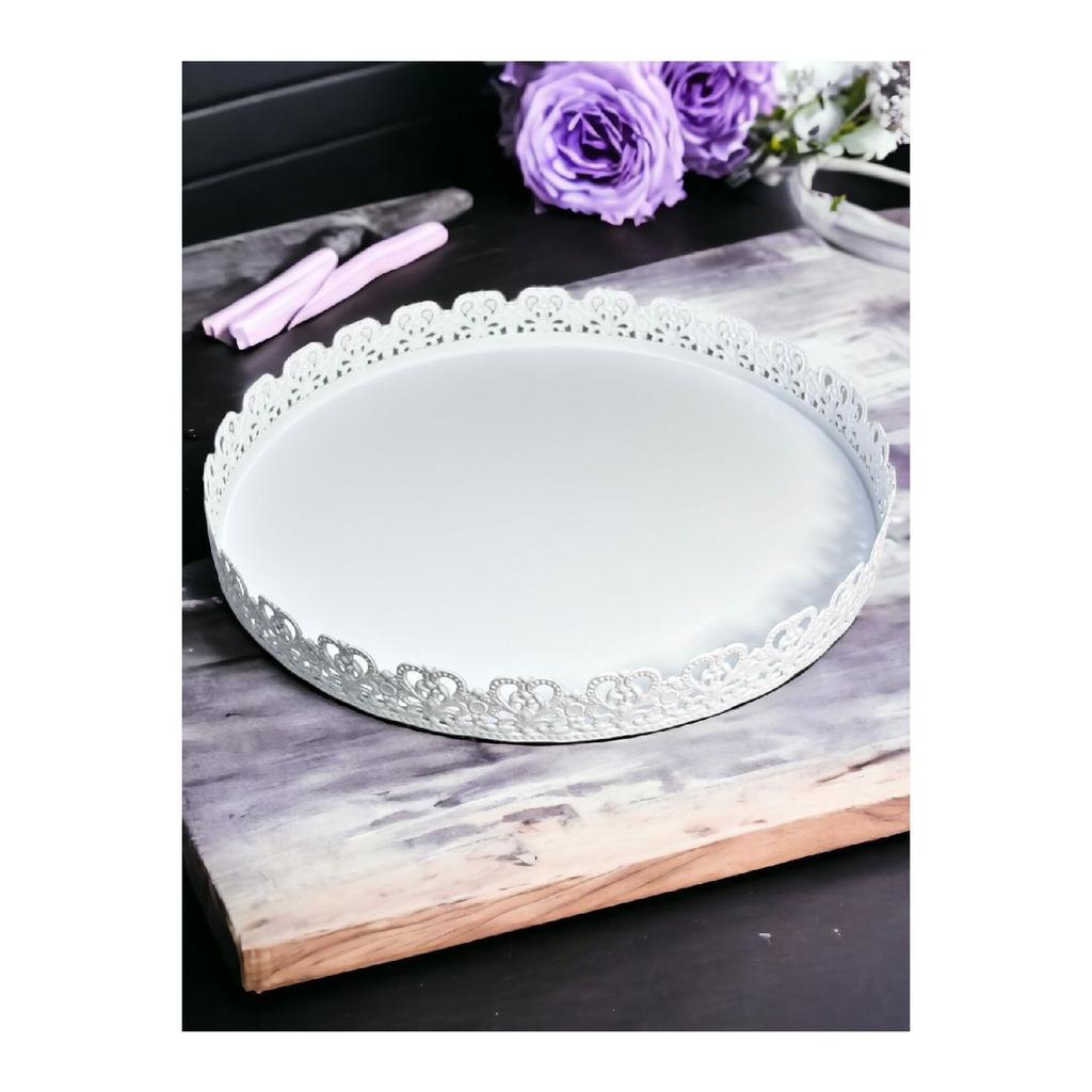 Белый сервировочный поднос 36 см