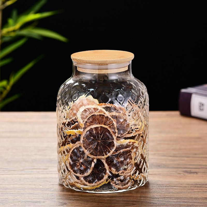 Контейнер для хранения кожуры мандарина Бытовой прозрачный стеклянный круглый бак большого диаметра Контейнер для хранения зерна утолщенный