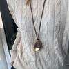 PU Leather Pinecone Pendant Necklace Long Chain Sweater Chain Fashion Rope Chain Necklace  Jewelry