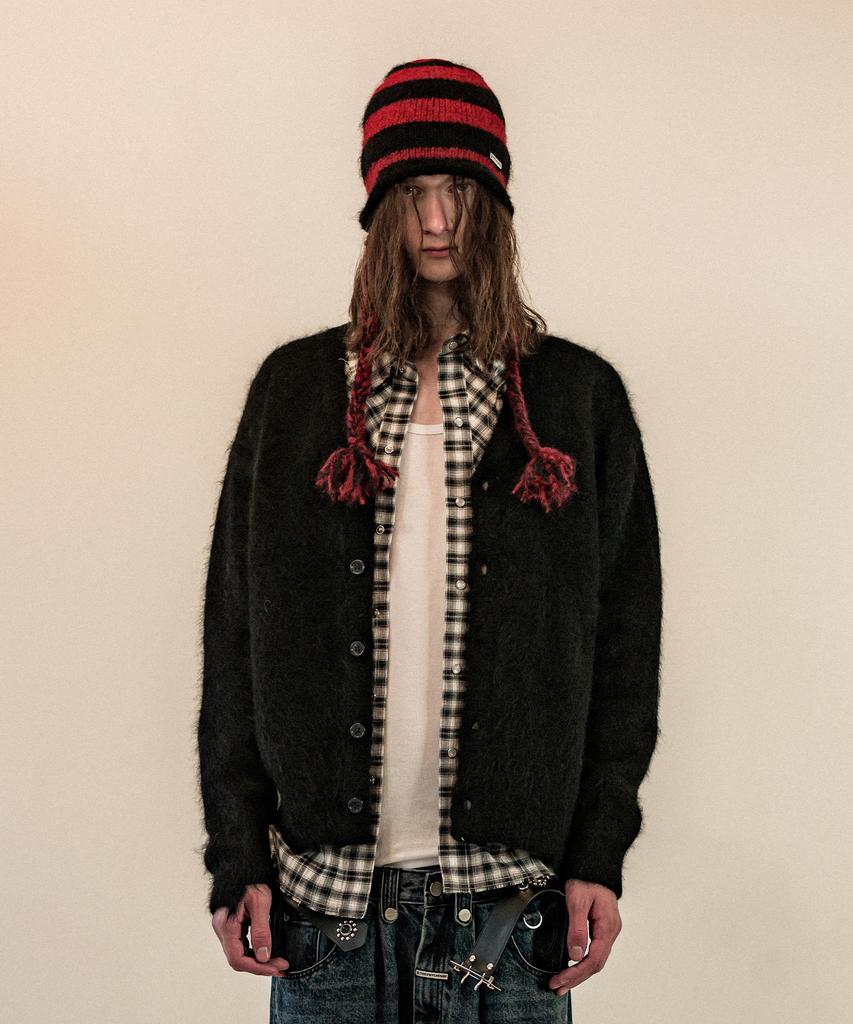Thevinylhouse Grunge Cardigan Black