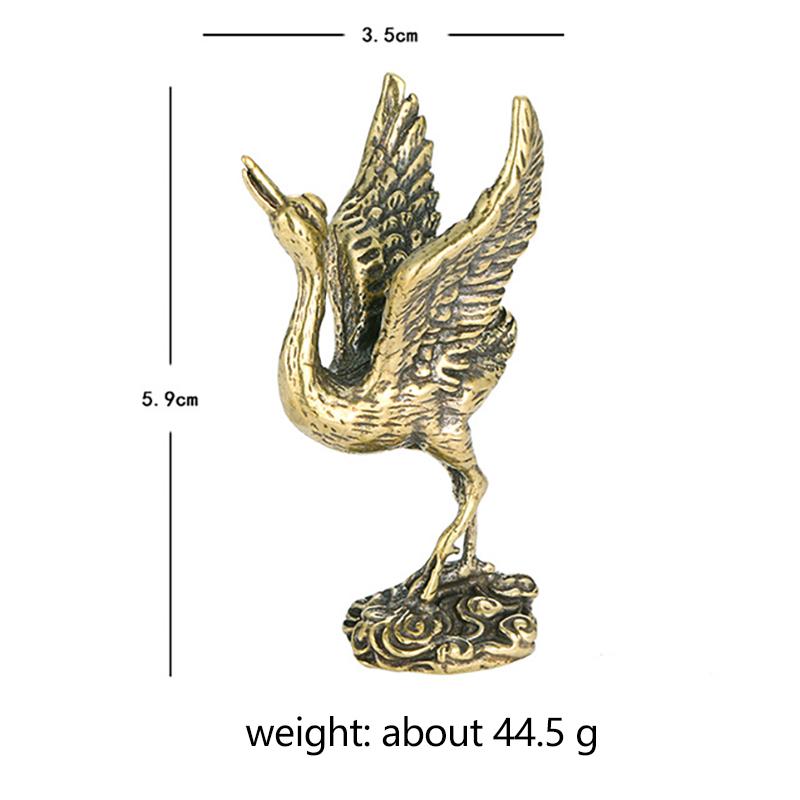 Red-crowned Crane Brass Figurines Chinese Retro Study Desktop Decoration Tea Pet Feng Shui Vintage Home Decor Collectibles