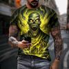 Summer Round Neck 3D Print Funny Skeleton Pattern Top Fashionable Casual Short Sleeved Men's T-shirts
