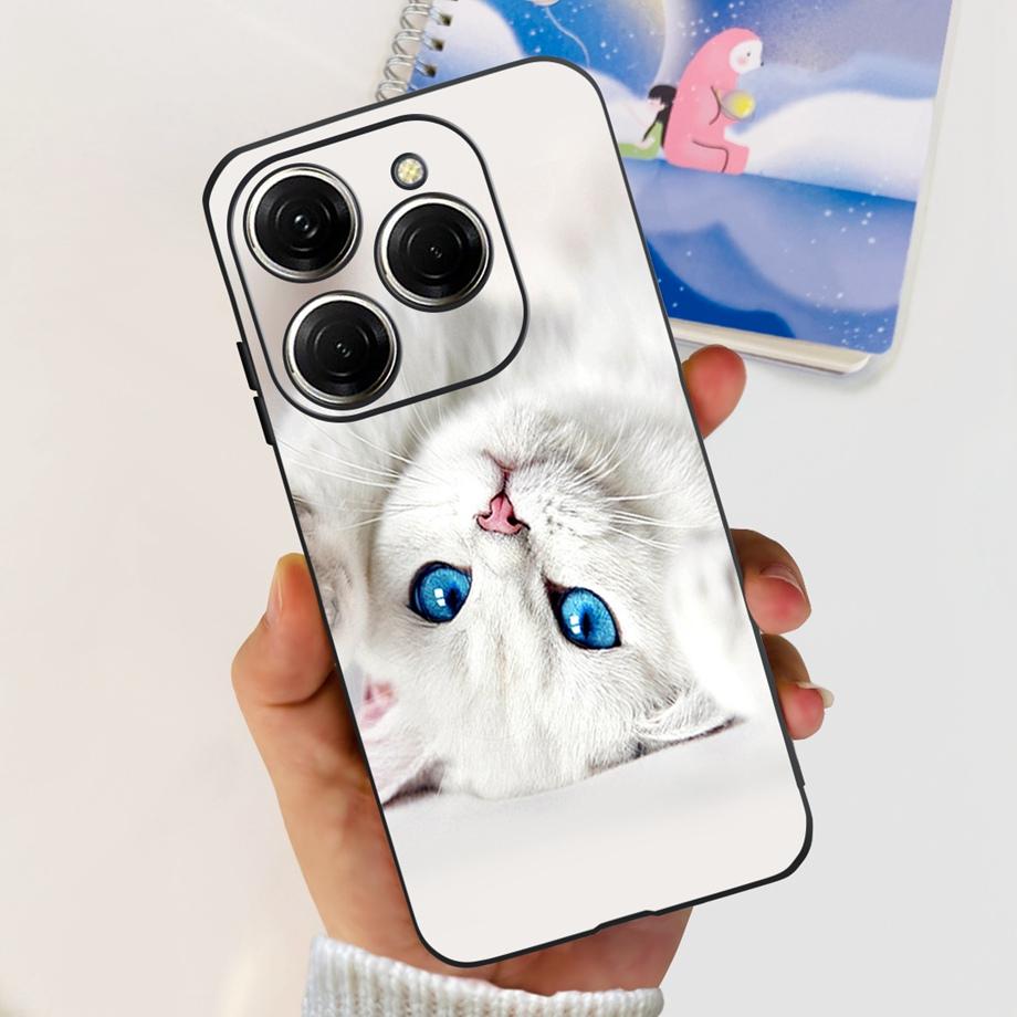 Чехол для Tecno Spark 20 Pro Жидкий силикон Мягкий ТПУ Матовая крышка Маска для телефона На Spark20 20Pro 4G Роскошный узор Кот Цветок Мультяшный