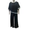 2 Pcs/Set Women Top Pants Set Bat Sleeve O Neck Shiny Sequin Irregular Blouse Elastic