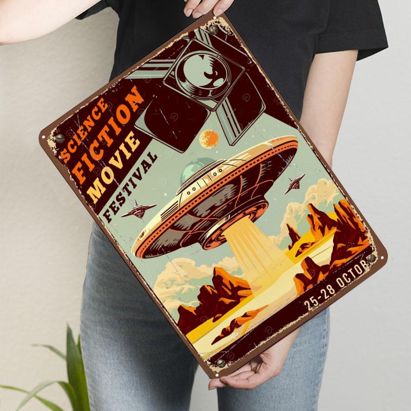 SciFi Movie Festival Poster Metal Signs Movie Poster Retro Custom Tinplate Sign for Wall Art Decoration Gaming Room Decoration