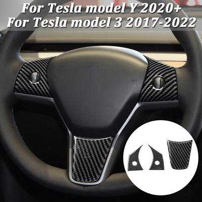Для Tesla Model 3 Model Y 2021 2022 карбоновый чехол на руль отделка наклейка украшение салон автомобиля модифицированный