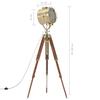 VidaXL Tripod Floor Lamp Standing Lamp Pedestal Lamp Adjustable Height Living Room Home Interior 165 Cm Mango Wood 286112