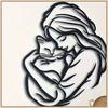 Whimsical Cat Hugging Metal Wall Art - With An Exquisite Silhouette Design, It Has An Iron Structure That Is Easy To Hang .