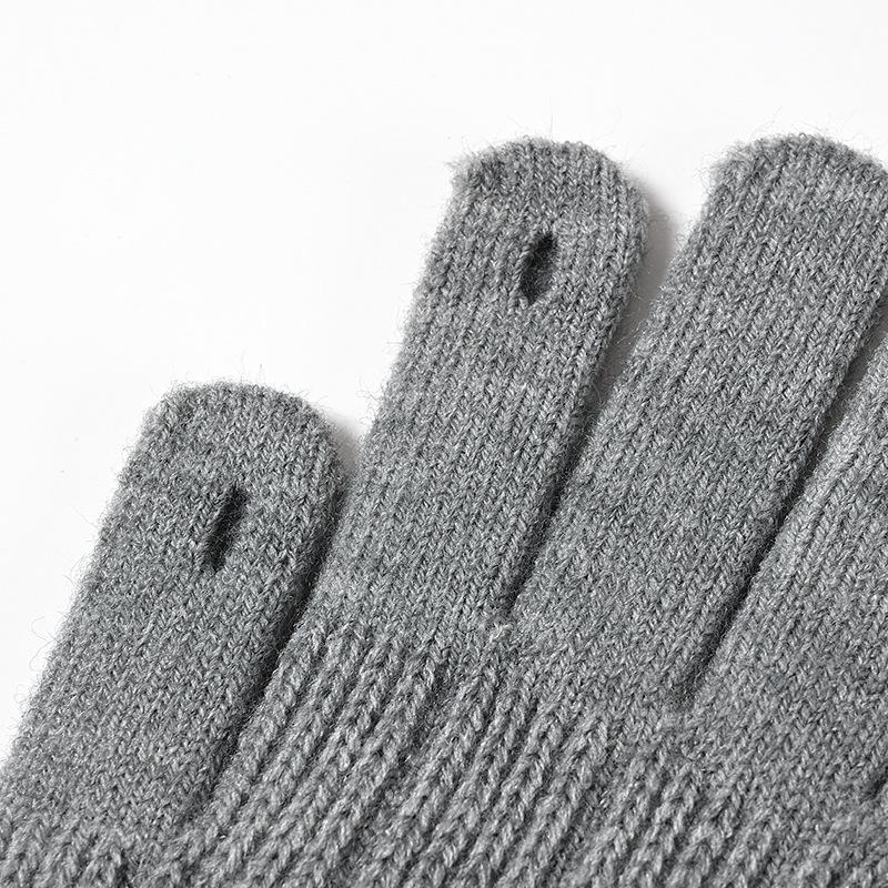 Зимние бархатные теплые перчатки для езды на велосипеде на открытом воздухе с сенсорным экраном мужские и женские шерстяные вязаные перчатки