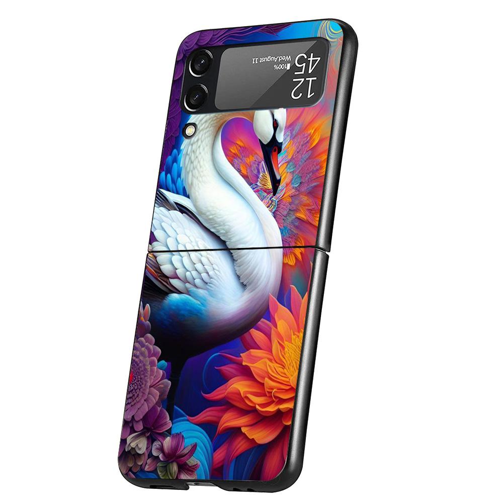 Черный лебедь Благородный Чехол для телефона Samsung Galaxy Z Flip 7 6 5 4 3 5G Flip7 Flip6 Flip5 Flip4 Flip3 Черный Fundas Shell Galaxy