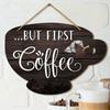 Coffee Bar Door Sign Decoration 2D Vintage DIY Wall Hanging Cup Plaque for Restaurant Farmhouse