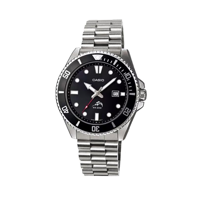 Casio Специальная коллекция MDV 106 1 Кварцевый механизм Ремешок из нержавеющей стали Часы Унисекс Черный циферблат MDV-106-1A(Watch4--)