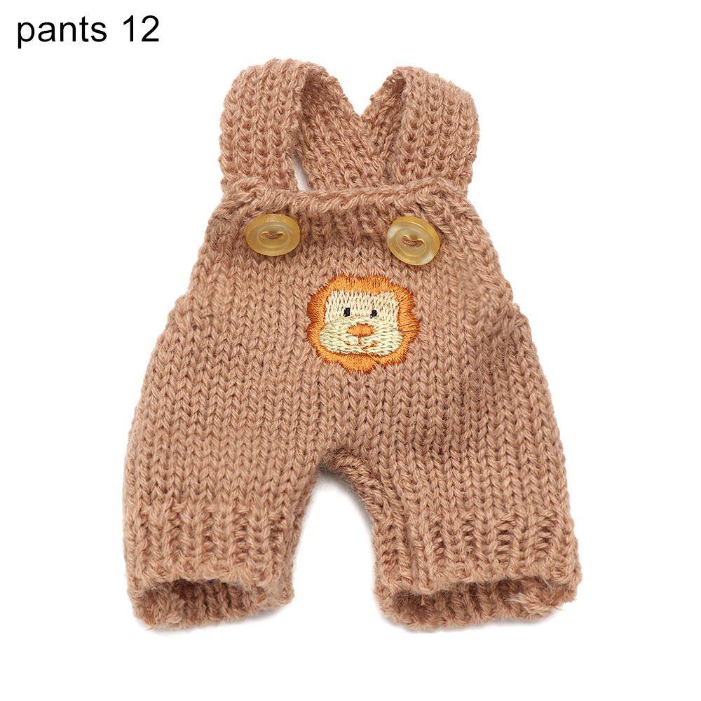 Animal Pattern Cotton Stuffed Dolls Knited Hat Mini Overalls Plush Suspender Pants Doll Clothes
