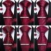 Mens Tie with Tie Clips Wine Red Paisley Silk Tie for Wedding Tie Hanky Cufflink Set Party