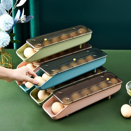 Автоматическая коробка для хранения яиц с наклонной конструкцией, пластиковые кухонные контейнеры, лоток для яиц для дома