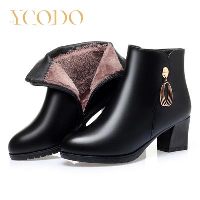 Женские осенне-зимние ботильоны на каблуке с боковой молнией, модные нескользящие женские кожаные ботинки из мягкой кожи