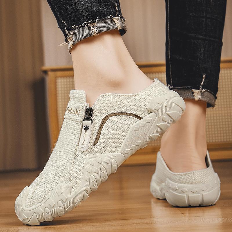Cloth shoes men's casual driving shoes breathable and non-slip one-pedal lightweight sports flow bag head slippers