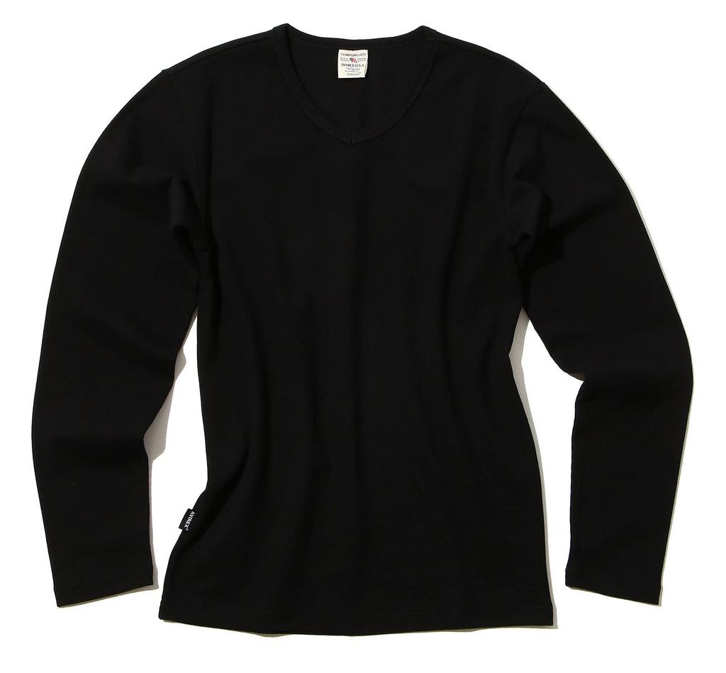 AVIREX DAILY RIB V-NECK TEE 6153480 men's M black