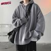 Vintage Hood Sweater Men's Winter Loose Retro Knit Jumper Autumn Top Warm Solid Outerwear Knitted Pullover Black Gray