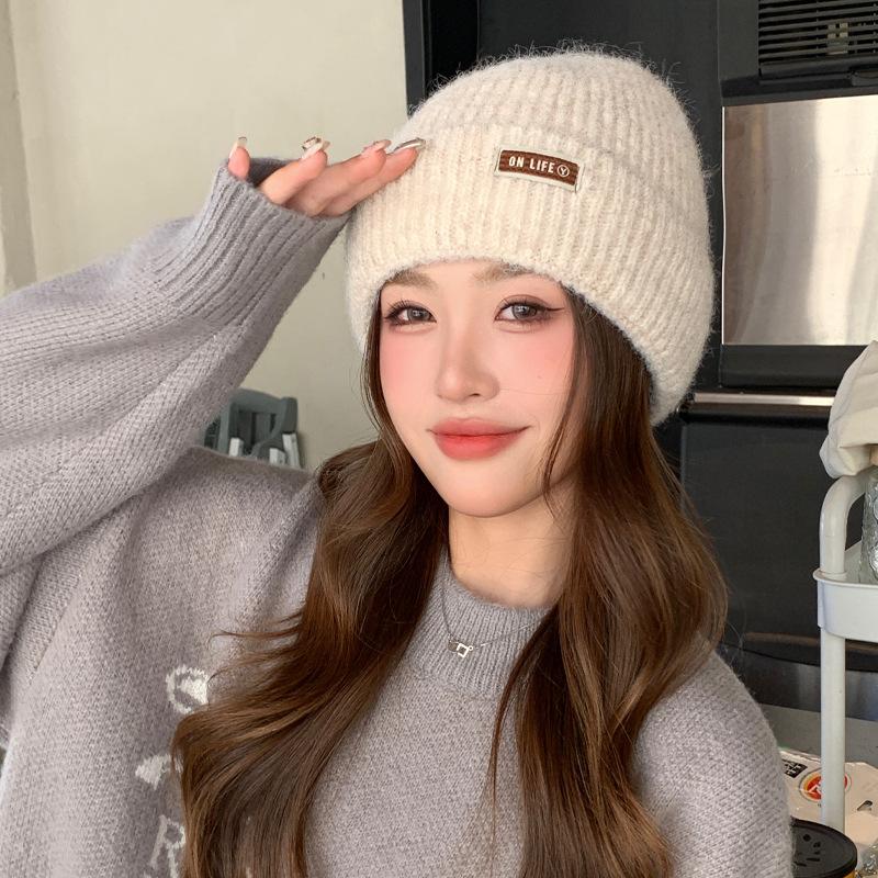 Базовая шапка-бини, модные однотонные вязаные шапки, эластичная шапка-череп, теплые шапки с манжетами для женщин, повседневное использование, осень и зима