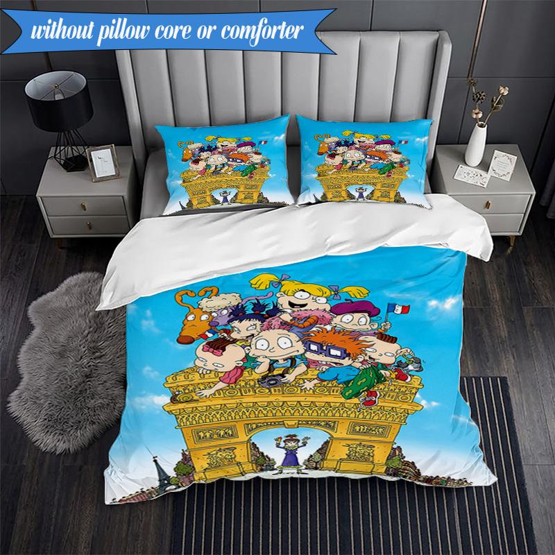 Rugr-ats: Urban Adventure 3pcs K-pop music group Bedding set,Ideal for Bedroom, Dormitory,Including Duvet Cover And 2pcs Pillowcases,Fan gifts