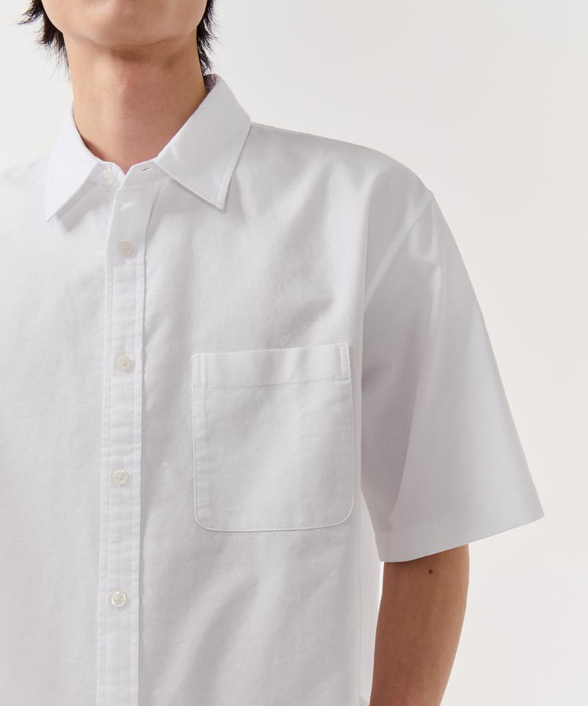 MUSINSA STANDARD Relaxed Oxford Short Sleeve Shirt [White]