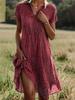Summer Polka Dot V-Neck Short-Sleeve Dress for Women